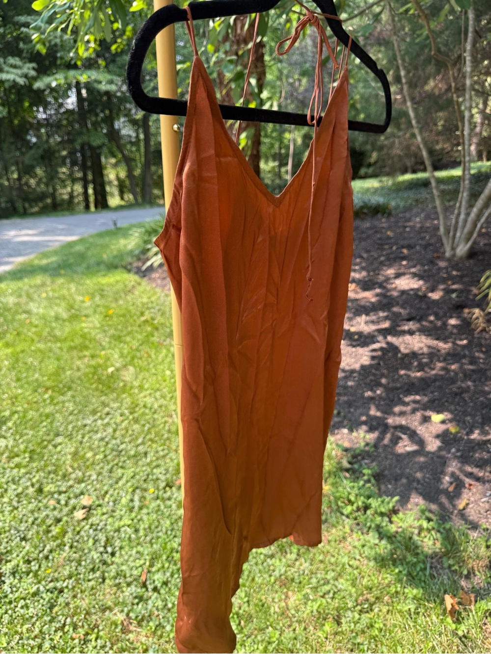 Women’s Rust Slip Dress - Lightweight V-Neck Summer Dress